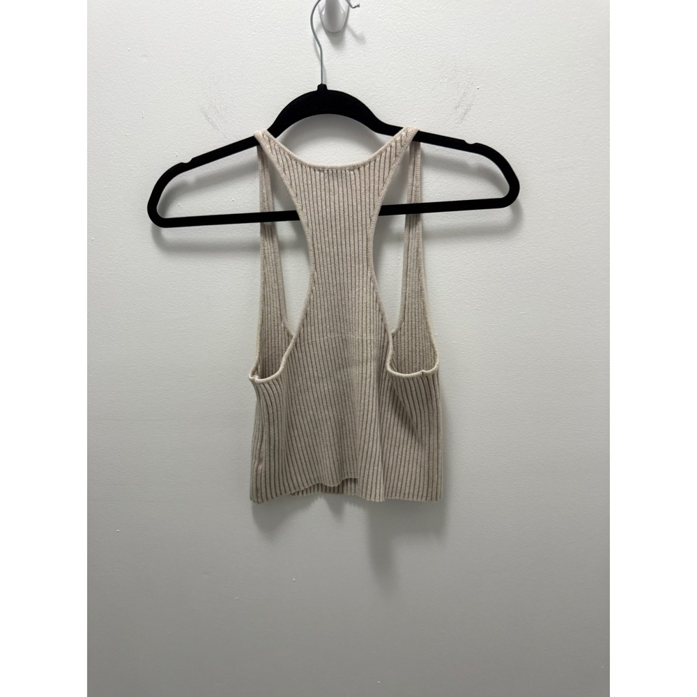 Intimately Free People Ribbed Knit Racerback Tank Top Beige Small - Picture 5 of 7